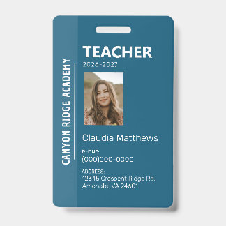 Crachá Blue Stripe Homeschool Educator ID Badge