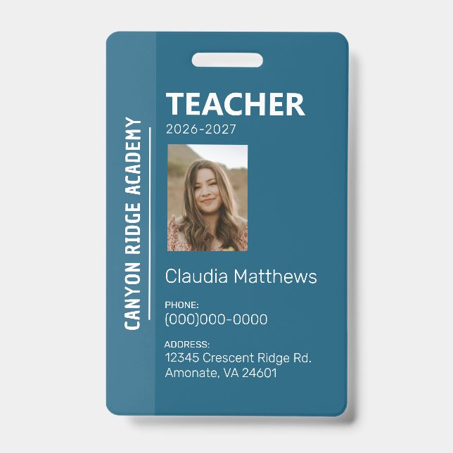 Crachá Blue Stripe Homeschool Educator ID Badge (Frente)