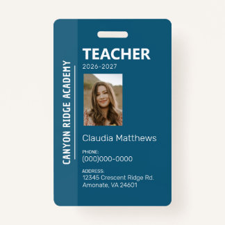 Crachá Blue Stripe Homeschool Educator ID Badge