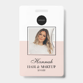 Crachá Blush Pink Script Logo Hair Photo Makeup