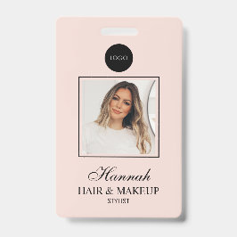Crachá Blush Pink Script Logo Hair Photo Makeup