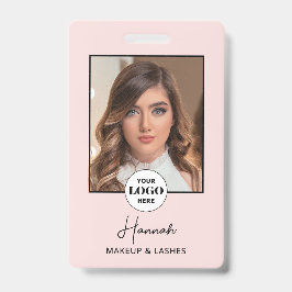 Crachá Blush Pink Script Logo Photo Makeup
