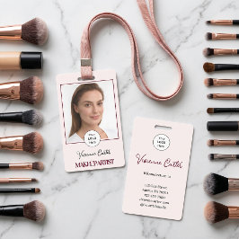 Crachá Blush Pink Script Logo Photo Makeup