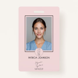 Crachá Blush Pink Script Logo Photo Makeup