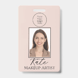 Crachá Blush Pink Script Logo Photo Makeup Badge