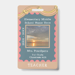 Crachá Boho Chic Modern Rainbow Custom Teacher ID