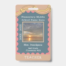 Crachá Boho Chic Modern Rainbow Custom Teacher ID