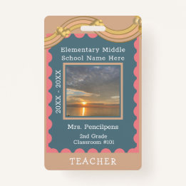 Crachá Boho Chic Modern Rainbow Custom Teacher ID