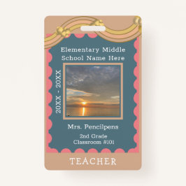Crachá Boho Chic Modern Rainbow Custom Teacher ID