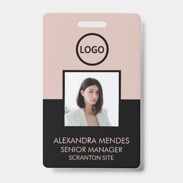 Crachá Boho e Black Employee Photo ID Company Security (Frente)