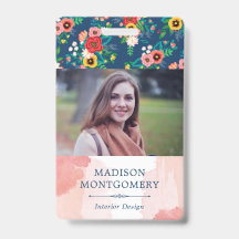 Boho Floral Patterno & Blush Pink Watercolor Foto