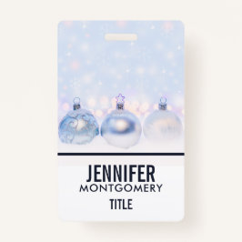 Crachá Bolas de Natal de Prata Festiva na Neve