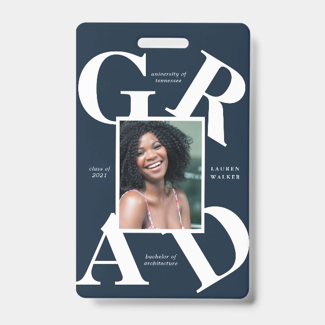 Crachá bold script coloração da escola formando anúncio (Frente)