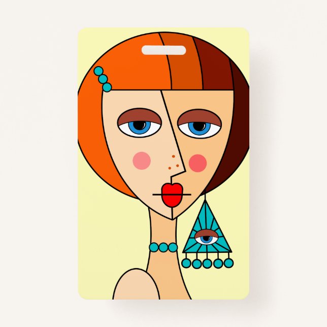 Crachá Bonita Cubismo Das Mulheres Ruivas (Frente)