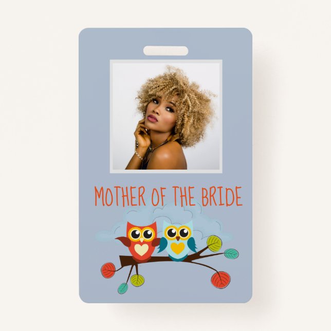 Crachá Bonita OWLS Pensou Casamento Laranja Azul (Frente)