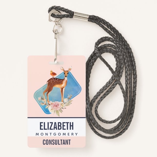 Crachá Bonito Doe Marrom com Pontos Brancos (Frente com cordão)