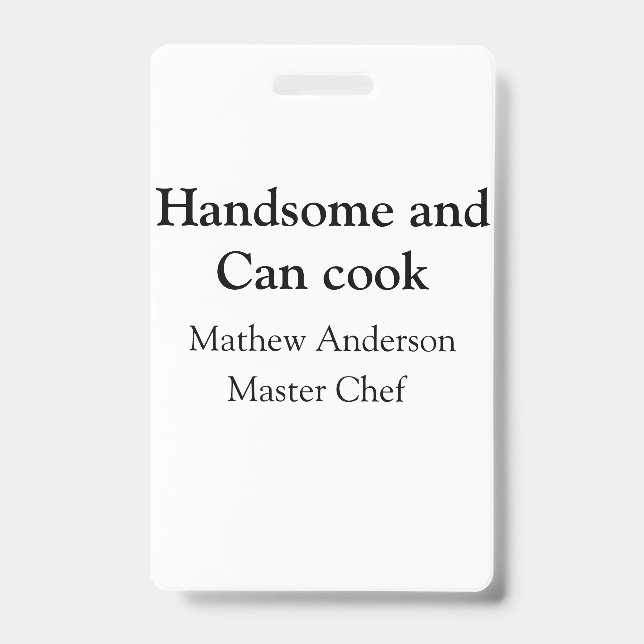 Crachá Bonito e pode cozinhar adicionar nome master chef  (Frente)