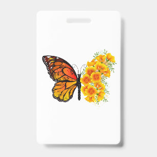 Crachá Borboleta Flor com Papoula Amarela da Califórnia