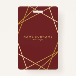 Crachá Borgonha Dourado geométrica chique minimalista