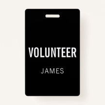 Botão de Evento do Nome do Voluntário Preto Modern