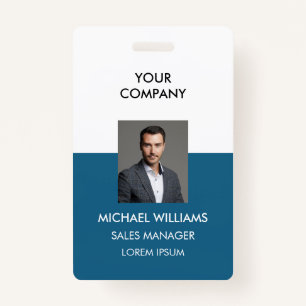 Crachá branco azul branco para identificação da fo