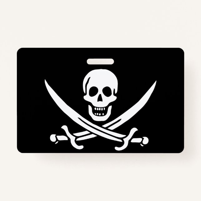 Crachá Branco, Bandeira Pirata, Calico Jack, Caveira e Cu (Frente)