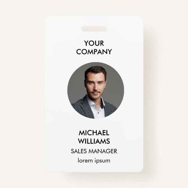 Crachá Branco de ID de Foto (Frente)