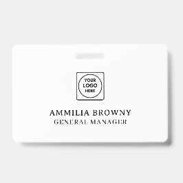 Crachá Branco Minimalista | Coração Moderno Design Limpo