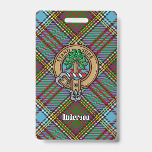 Crachá Brasão do Clã Anderson sobre Tartan