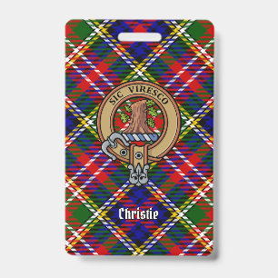 Crachá Brasão do Clã Christie sobre Tartan
