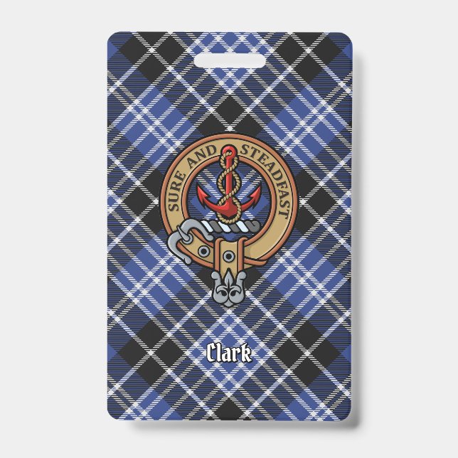 Crachá Brasão do Clã Clark sobre Tartan (Frente)