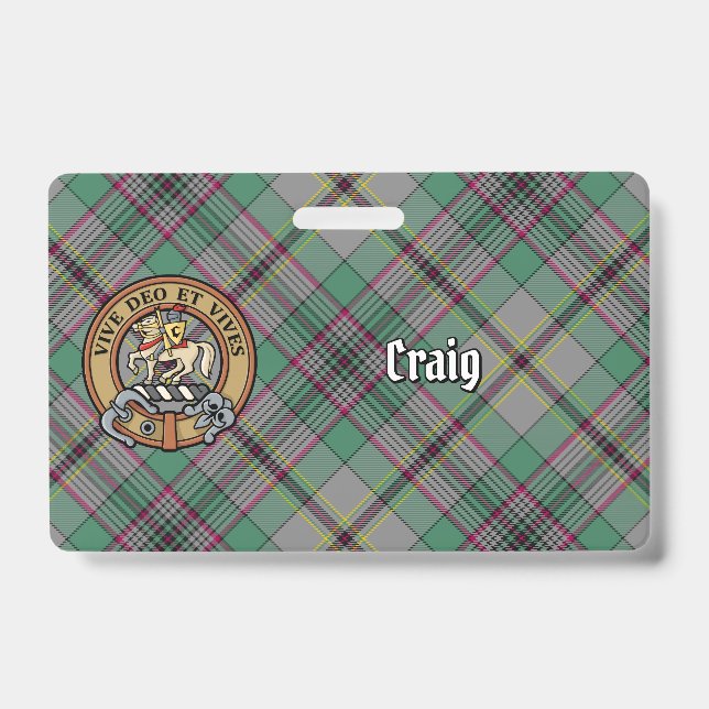 Crachá Brasão do Clã Craig sobre Tartan (Frente)
