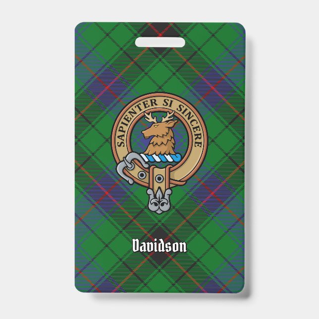Crachá Brasão do Clã Davidson sobre Tartan (Frente)