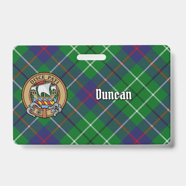 Crachá Brasão do Clã Duncan sobre Tartan (Frente)