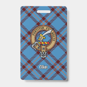 Crachá Brasão do Clã Elliot sobre Tartan Antigo