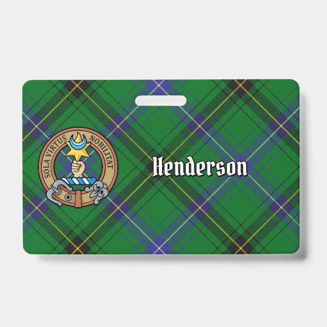 Crachá Brasão do Clã Henderson sobre Tartan (Frente)