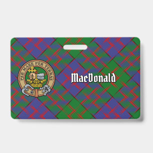 Crachá Brasão do clã MacDonald sobre Tartan