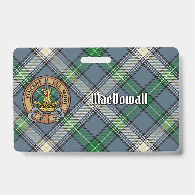 Crachá Brasão do Clã MacDowall sobre Tartan (Frente)