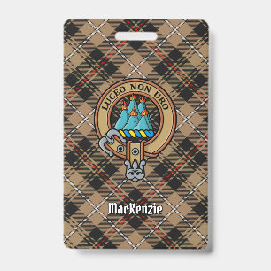 Crachá Brasão do Clã MacKenzie sobre Tartan de Caça Marro