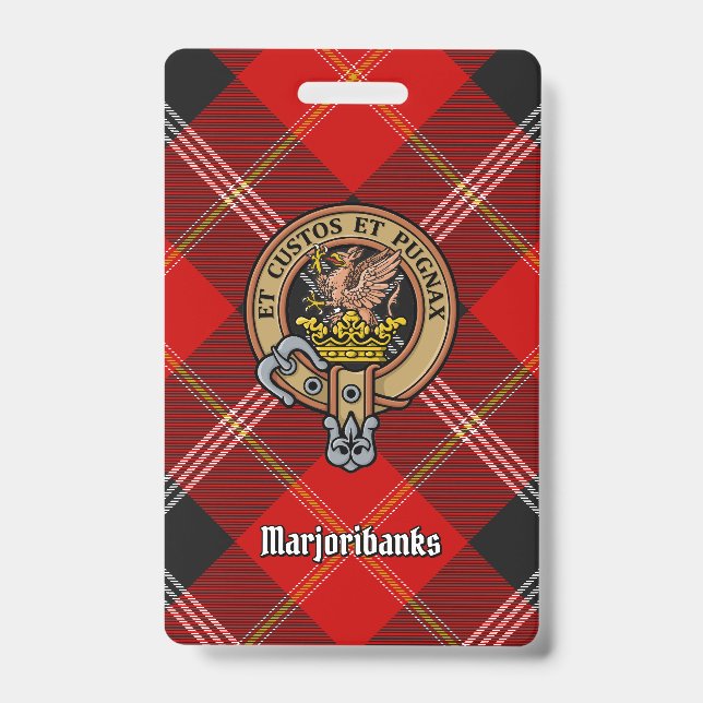 Crachá Brasão do Clã Marjoribanks sobre Tartan (Frente)