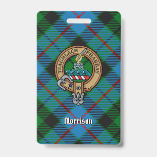 Crachá Brasão do Clã Morrison sobre Tartan de Caça