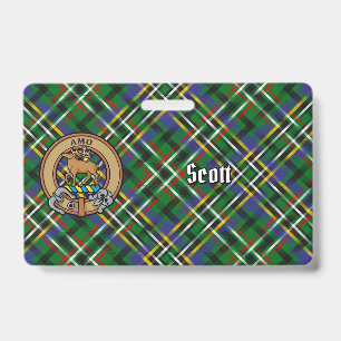 Crachá Brasão do Clã Scott sobre Tartan Verde