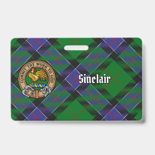 Crachá Brasão do Clã Sinclair sobre Tartan de Caça