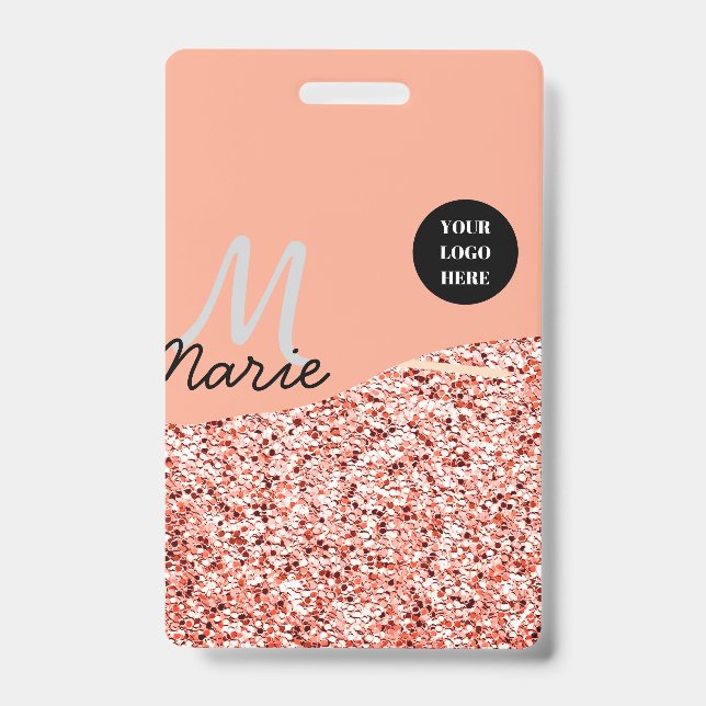 Crachá brilho azul adicionar logotipo texto obrigado desc (Frente)