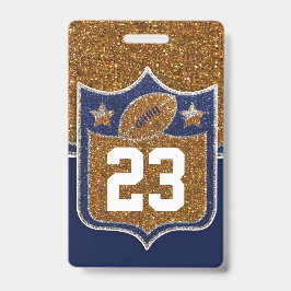 Crachá Brilho Azul e Dourado Esportes da Equipe de Futebo