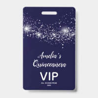 Brilho Chique em Convite de Quinceañera Azul-Marin