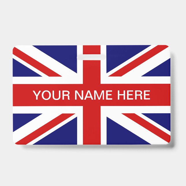 Crachá British Union Jack flag personalized name (Frente)