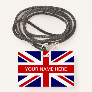Crachá British Union Jack flag personalized name