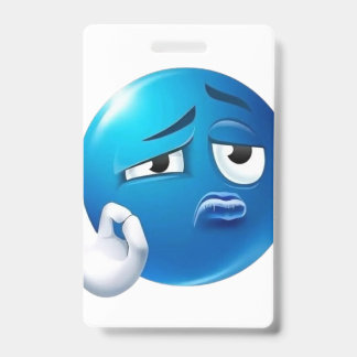 Crachá Broche de Emoji Azul Triste e Divertido - Botão de