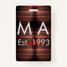 Crachá Brown rustic brick stone add name letter year date